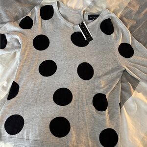 Premise Polka Dot Gray and Black Sweater